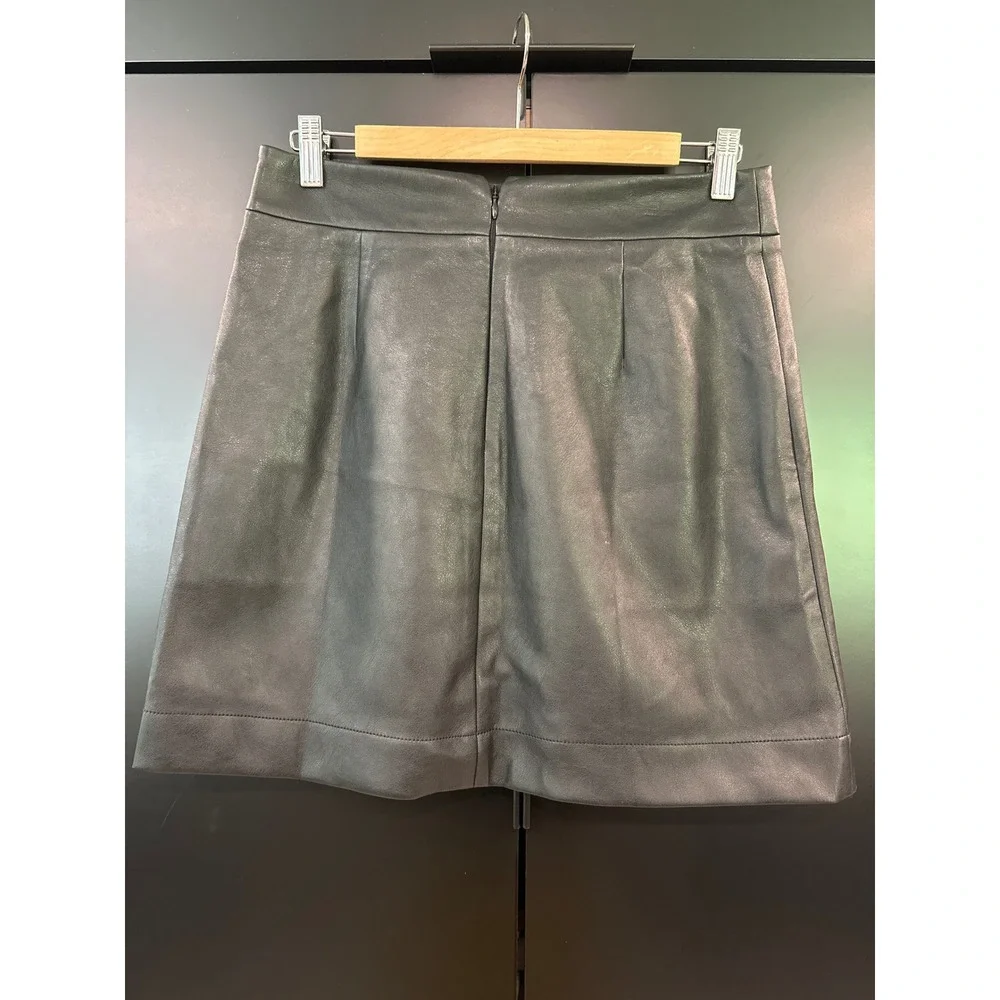 J.Crew Womens Black Faux Leather A-Line Mini Skirt BC893 Size 6 NWT